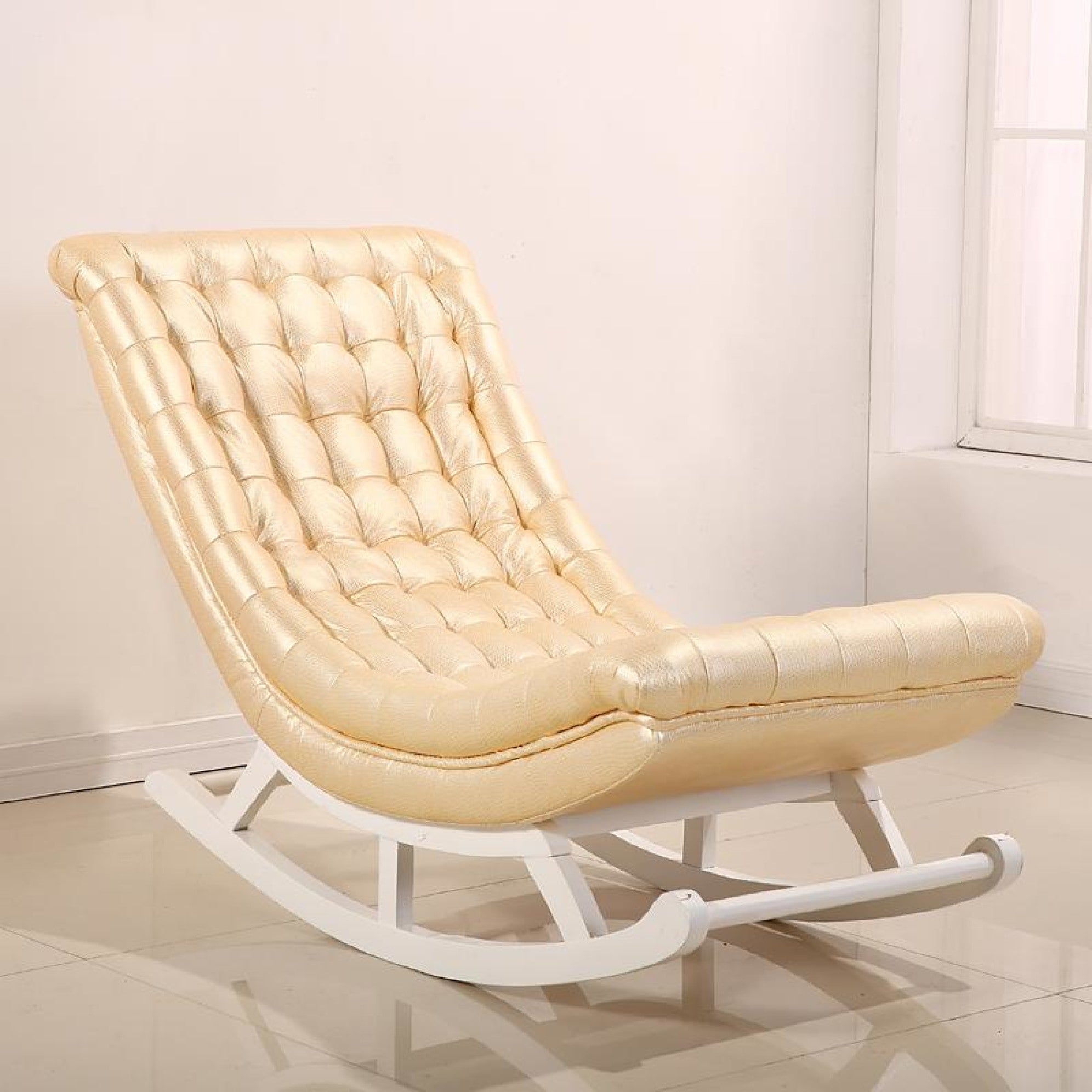 raket vlotter afbreken Glossy Leather Rocking Chair - Online Furniture Store - My Aashis