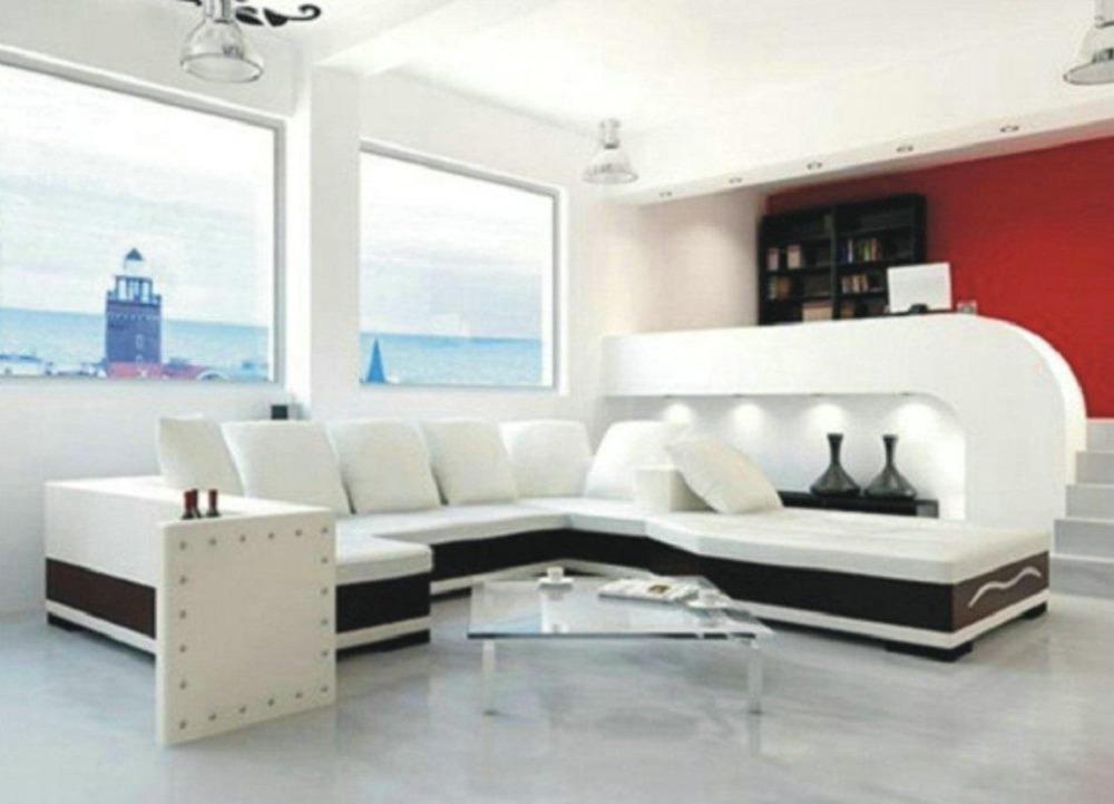 Spacious U Shaped Leather Sectional Couch Set - My Aashis