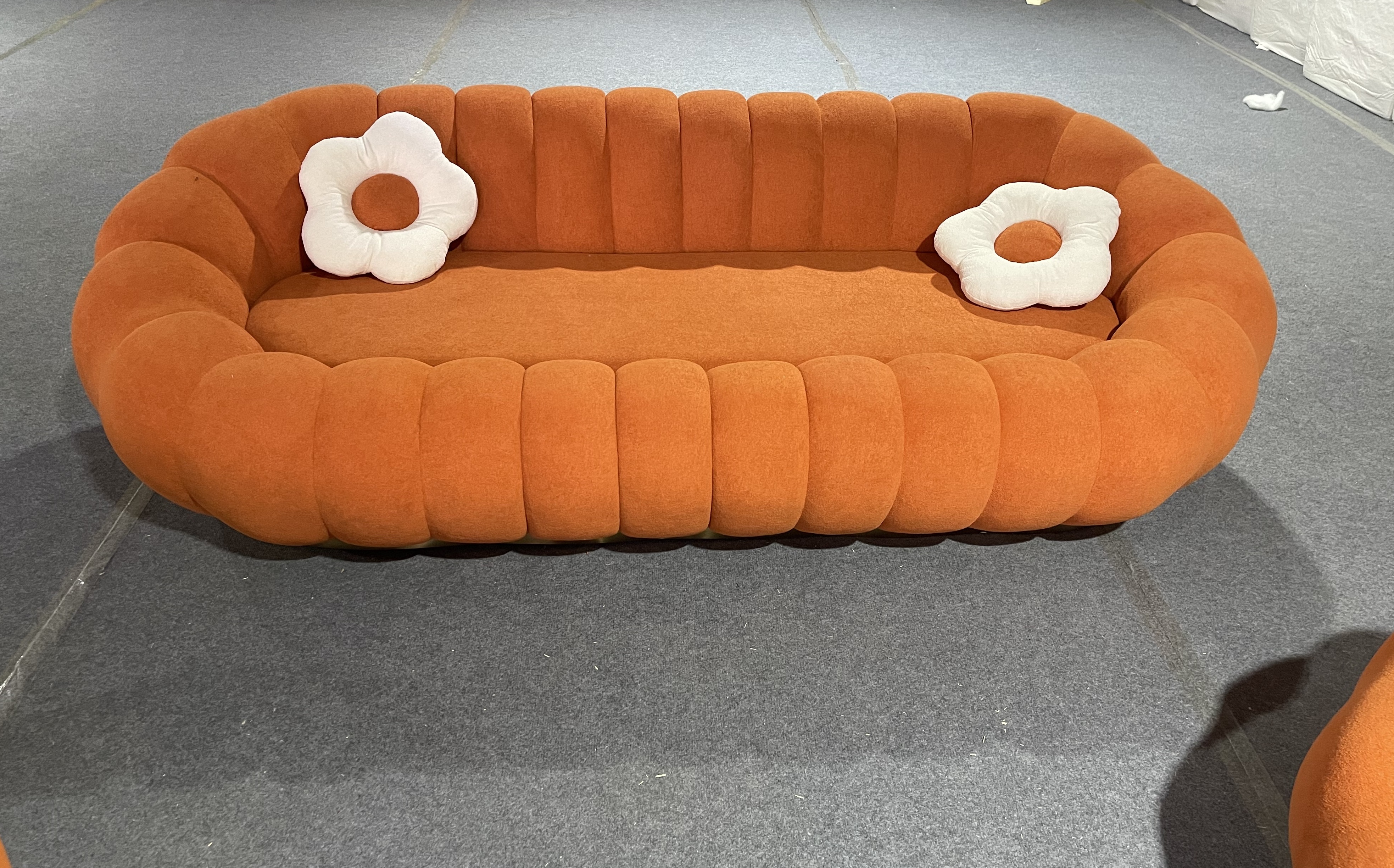 Pumpkin Design Fabric Upholstered Sofa / My Aashis