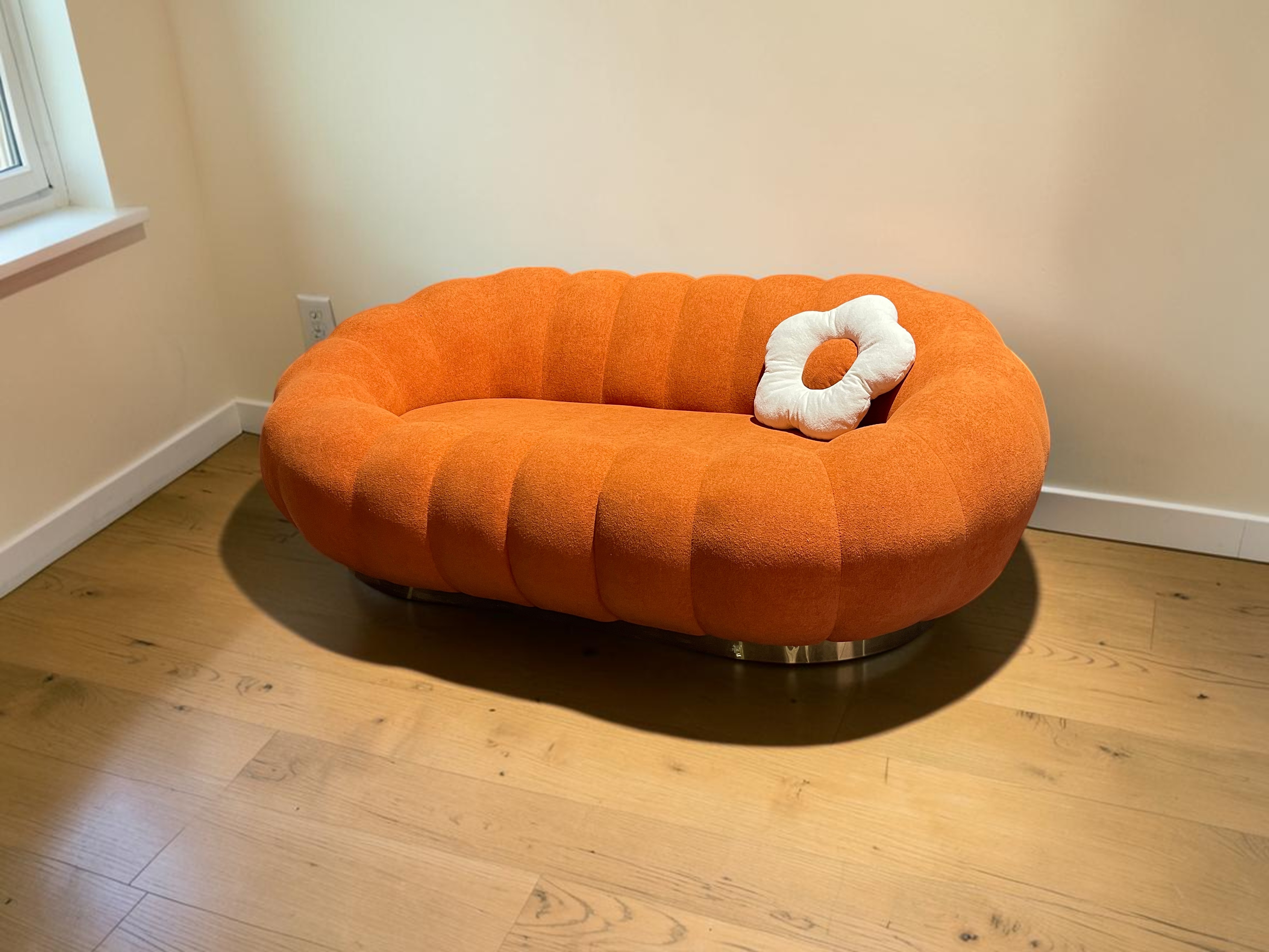 Pumpkin Design Fabric Upholstered Sofa / My Aashis