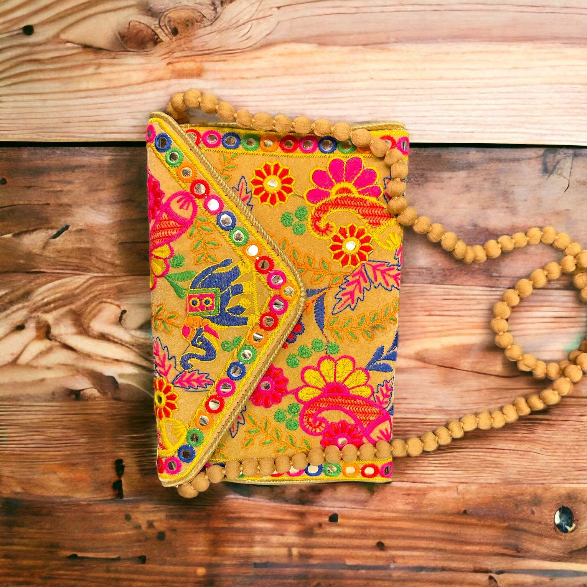 Brown - Black - Kutch Printed Cotton Sling Bag