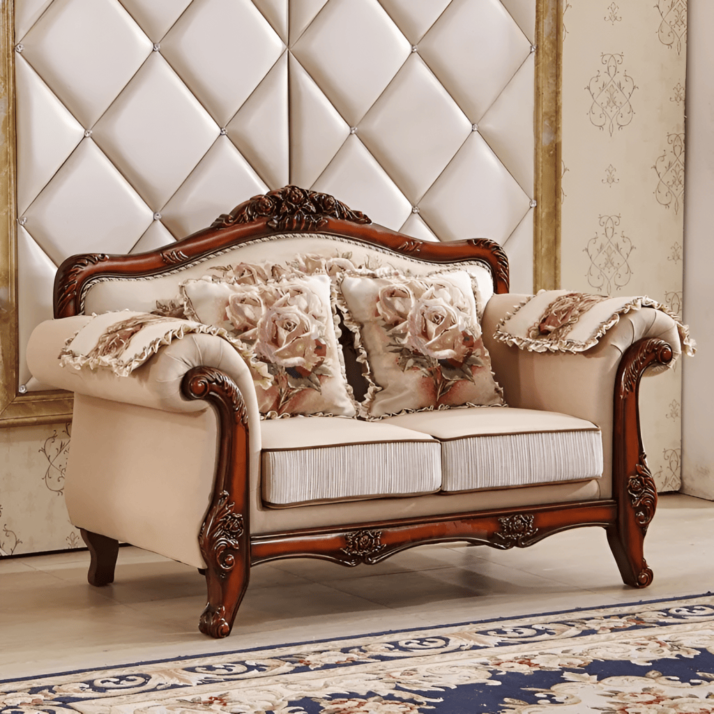 Velvet Fabric European Sofa With Liville Style Elegance