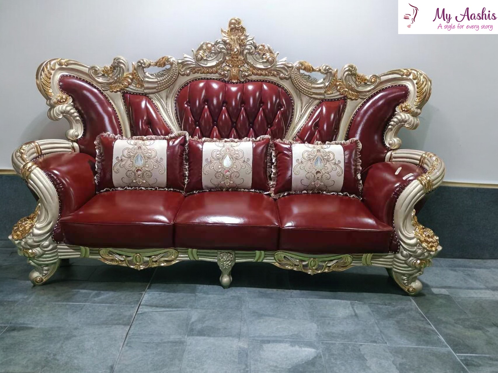 Exotic And Royal 1-2-3-Seater European Classic Leather Sofa Set / My Aashis