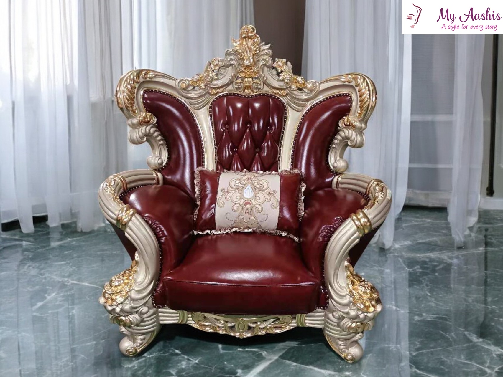 Exotic And Royal 1-2-3-Seater European Classic Leather Sofa Set / My Aashis