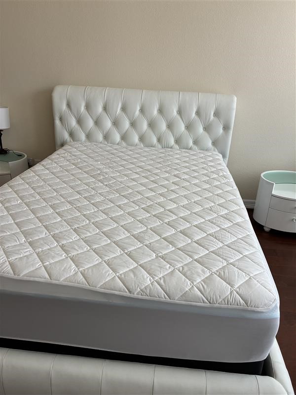 Modern White Leather Bed / My Aashis