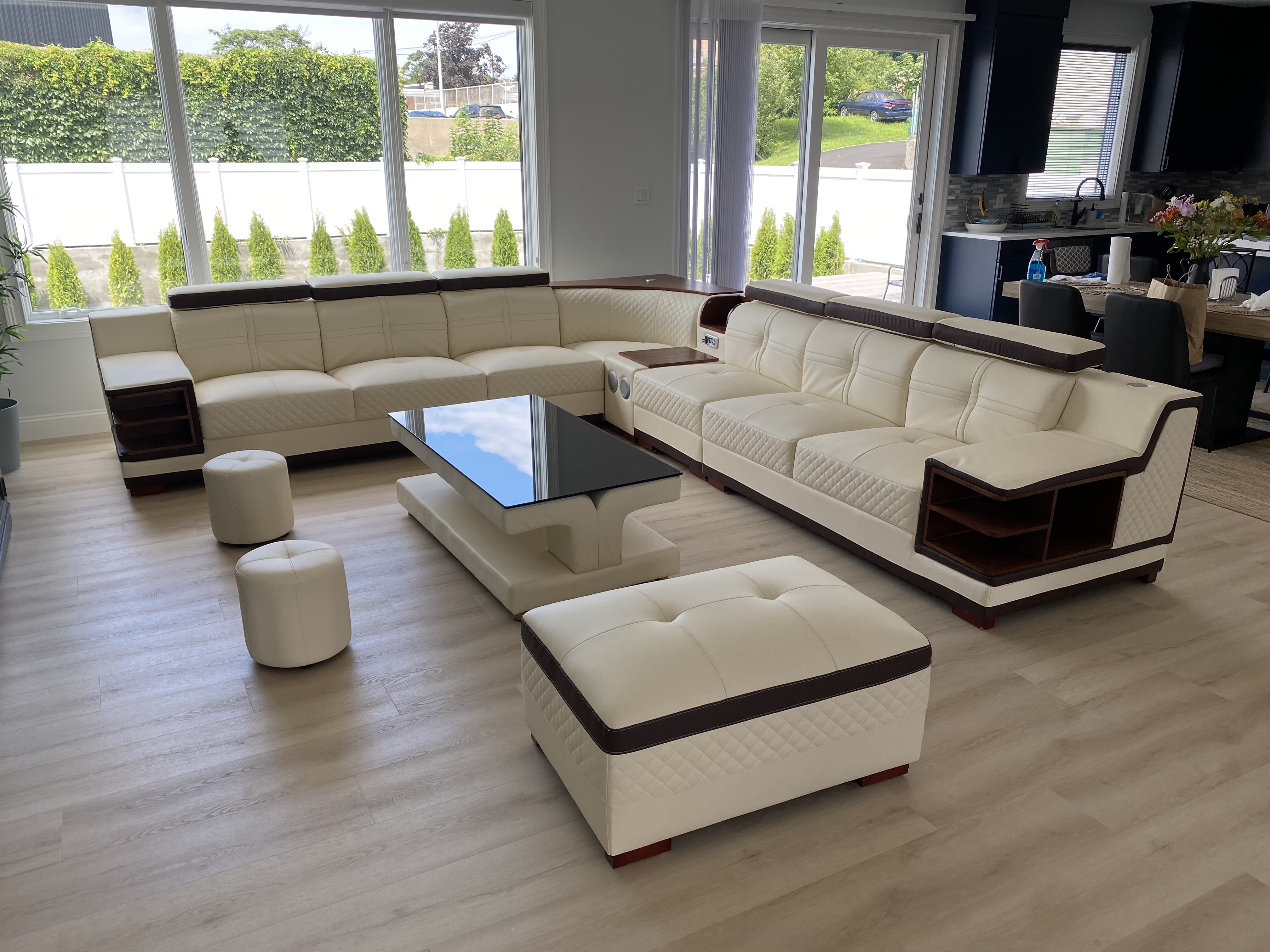 Lavishing L-Shaped Leather Sectional Sofa-Set