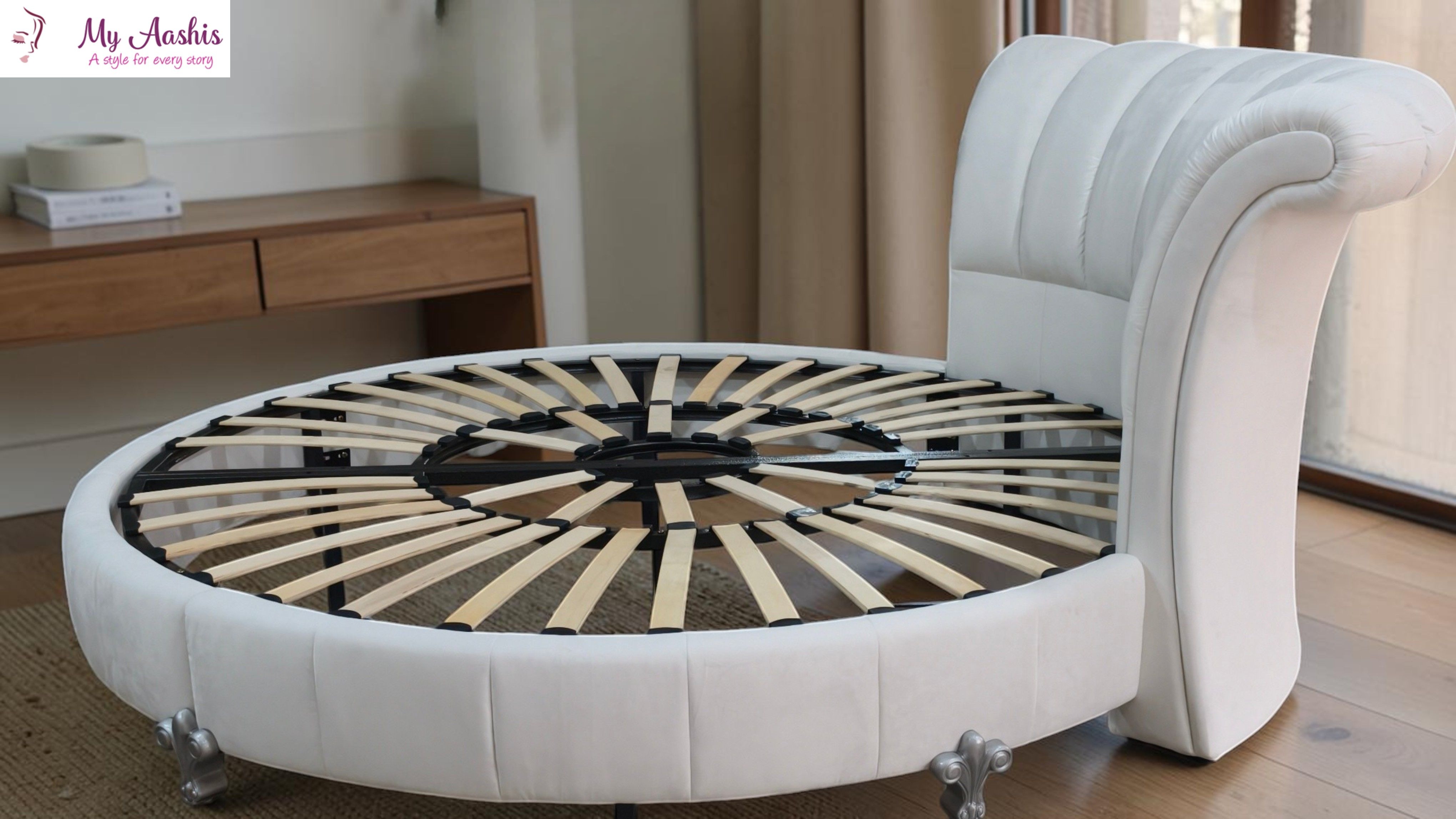 Fabric Round Bed With Mattress / My Aashis