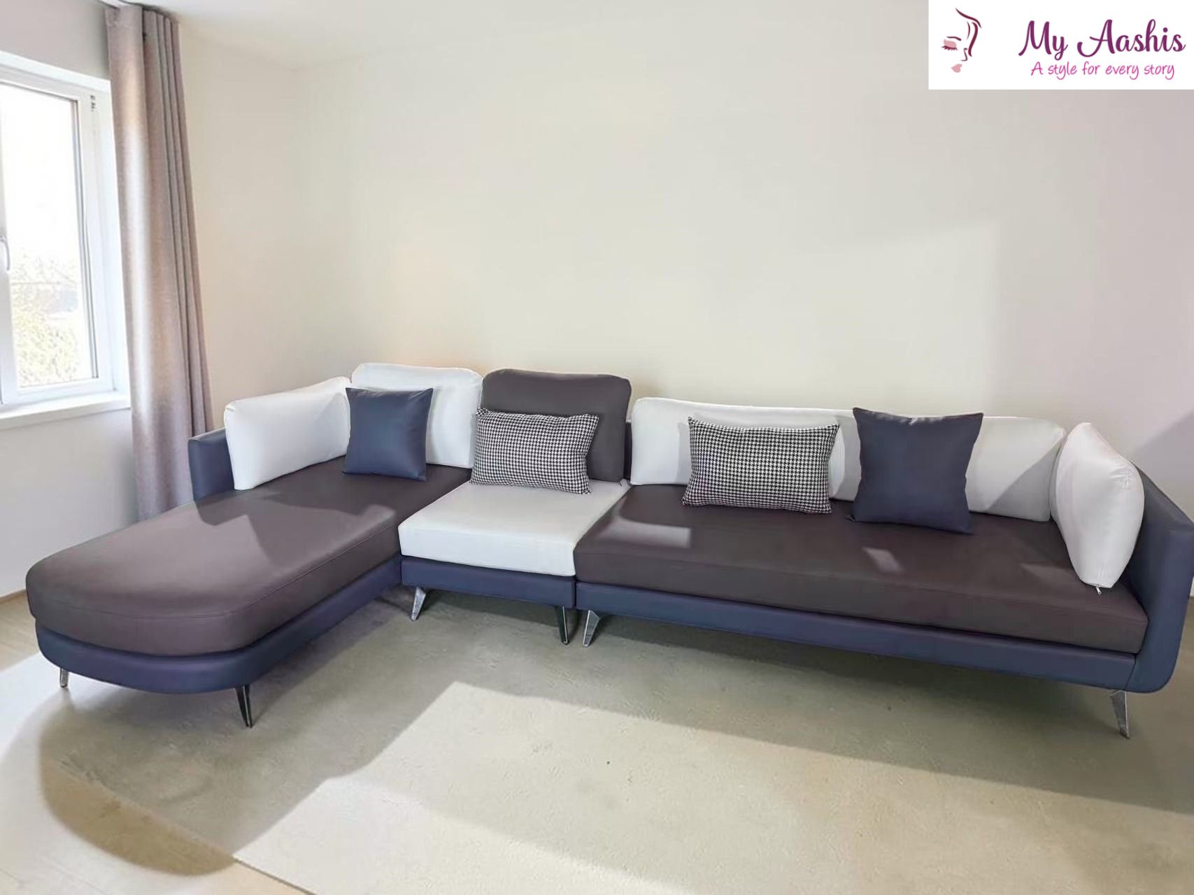 Bright Colorful Modern Leather Sofa / My Aashis