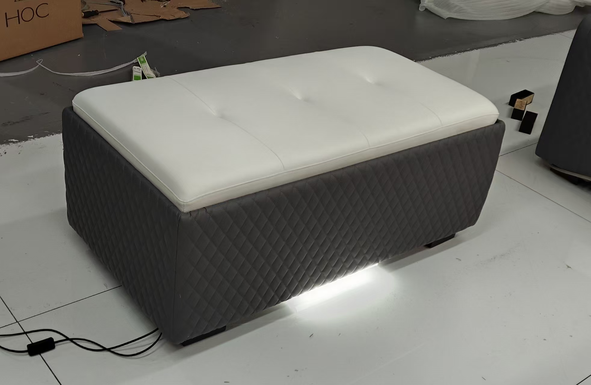 L-Shaped Fabric Sectional Couch With LED / My Aashis
