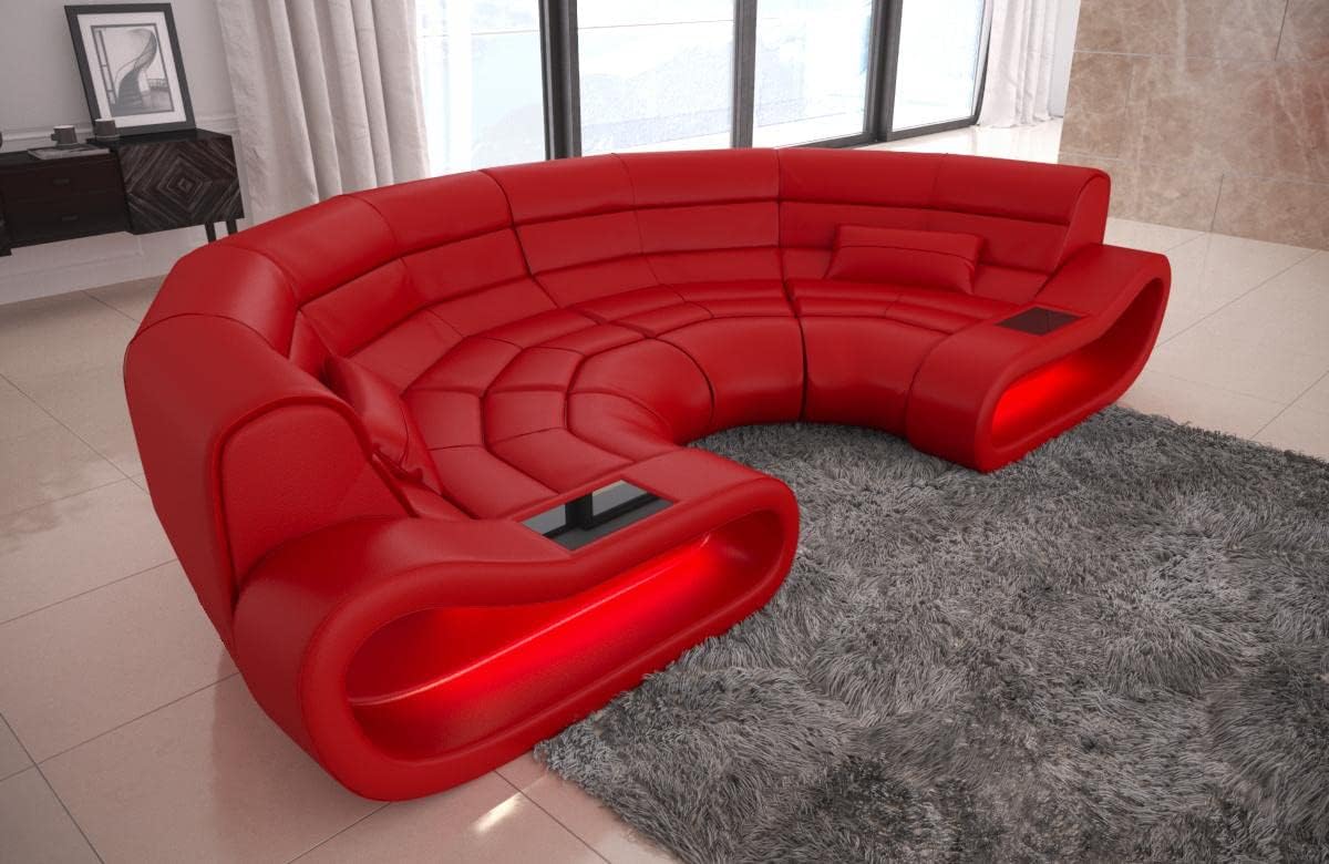 Half Circular Sectional Sofa In Leather – Elegant Comfort