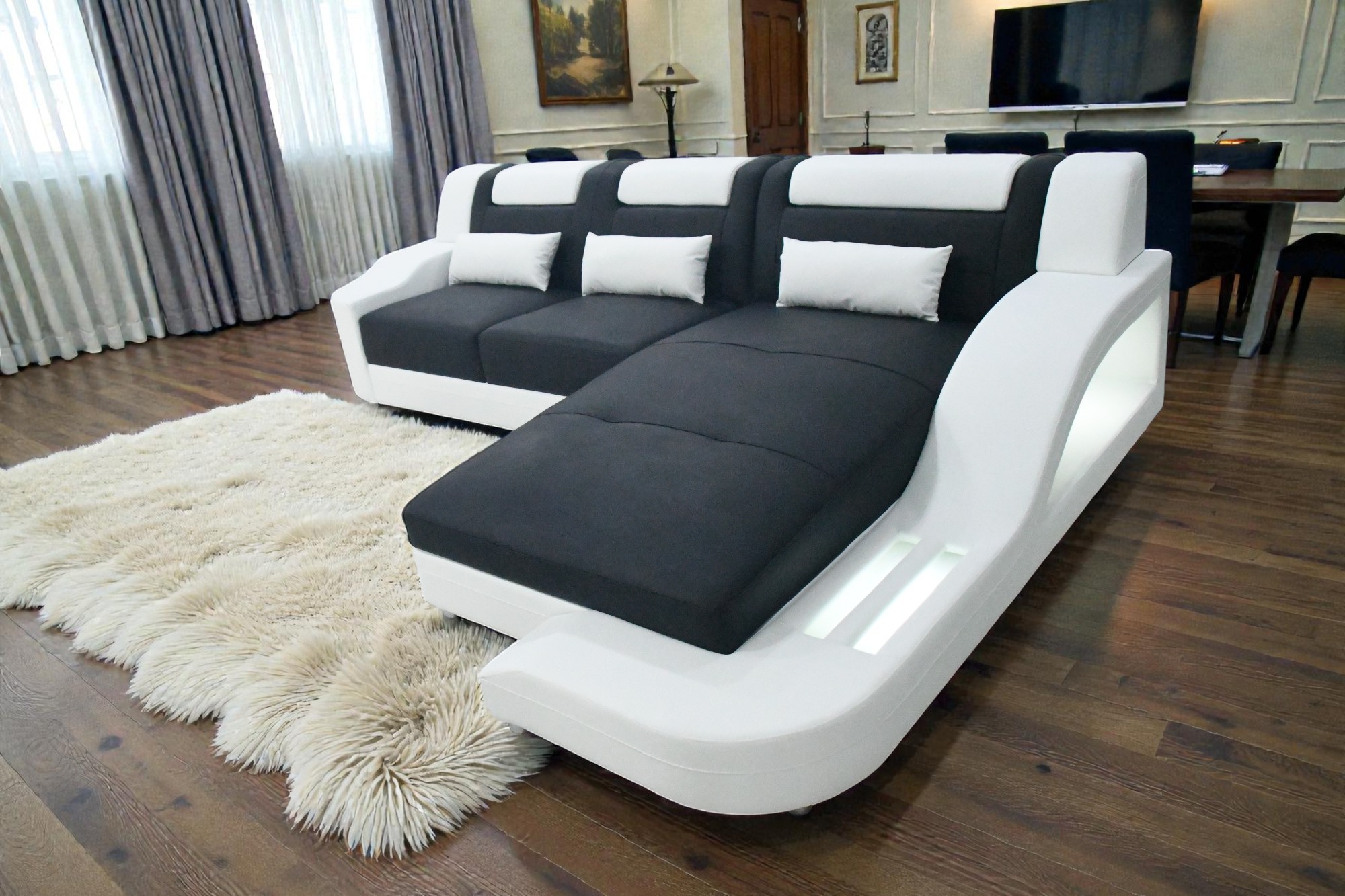 Stunning L-Shaped Large Leather Sofa / My Aashis