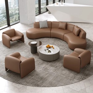 Versatile Curved Leather Sectional Sofa Set / My Aashis