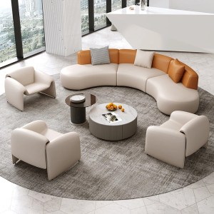Versatile Curved Leather Sectional Sofa Set / My Aashis