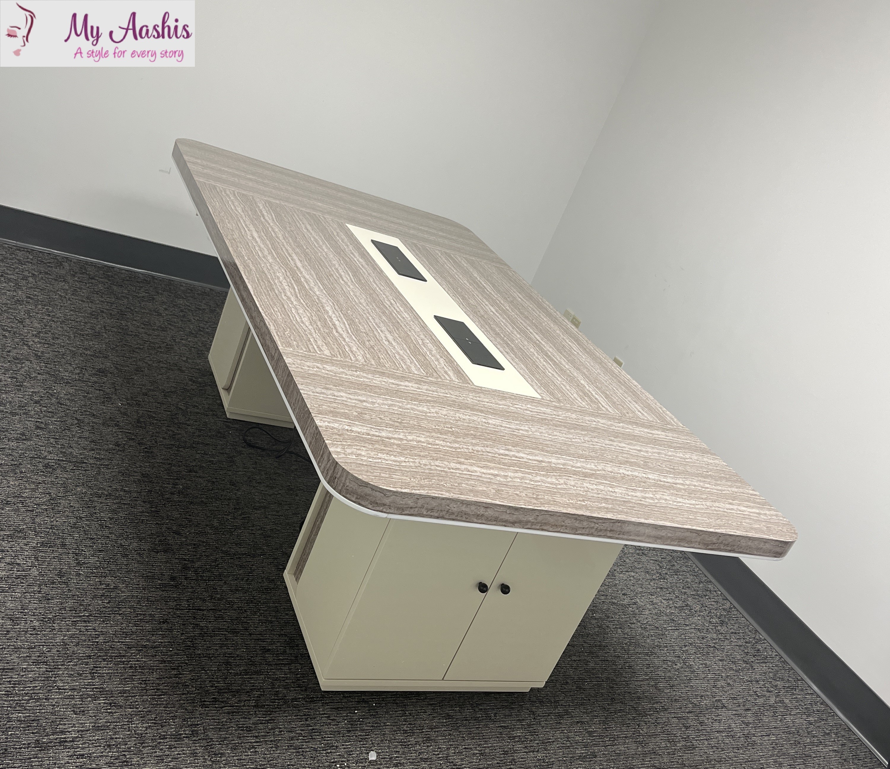 Wooden Conference Table With Storage / My Aashis