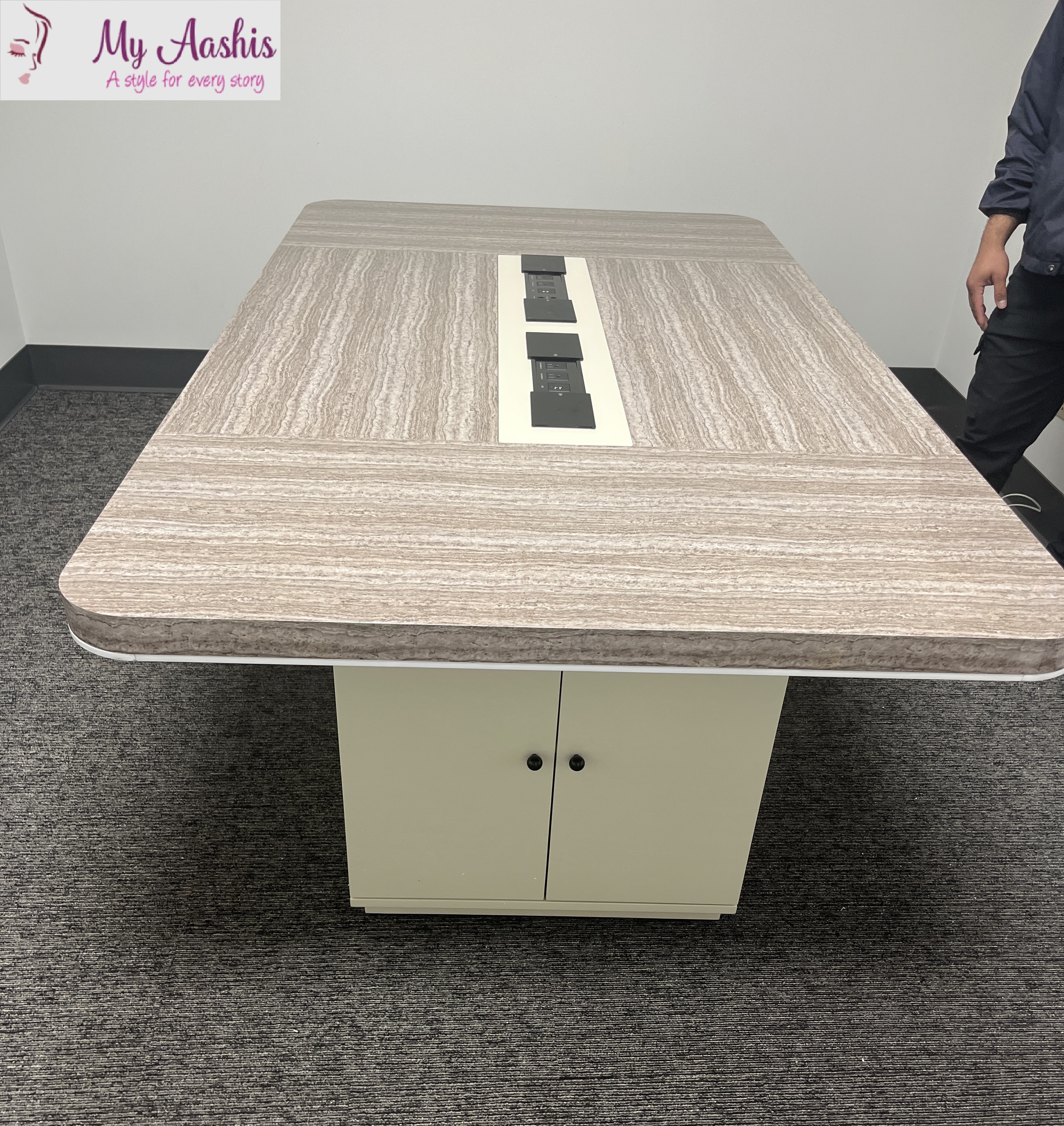 Wooden Conference Table With Storage / My Aashis