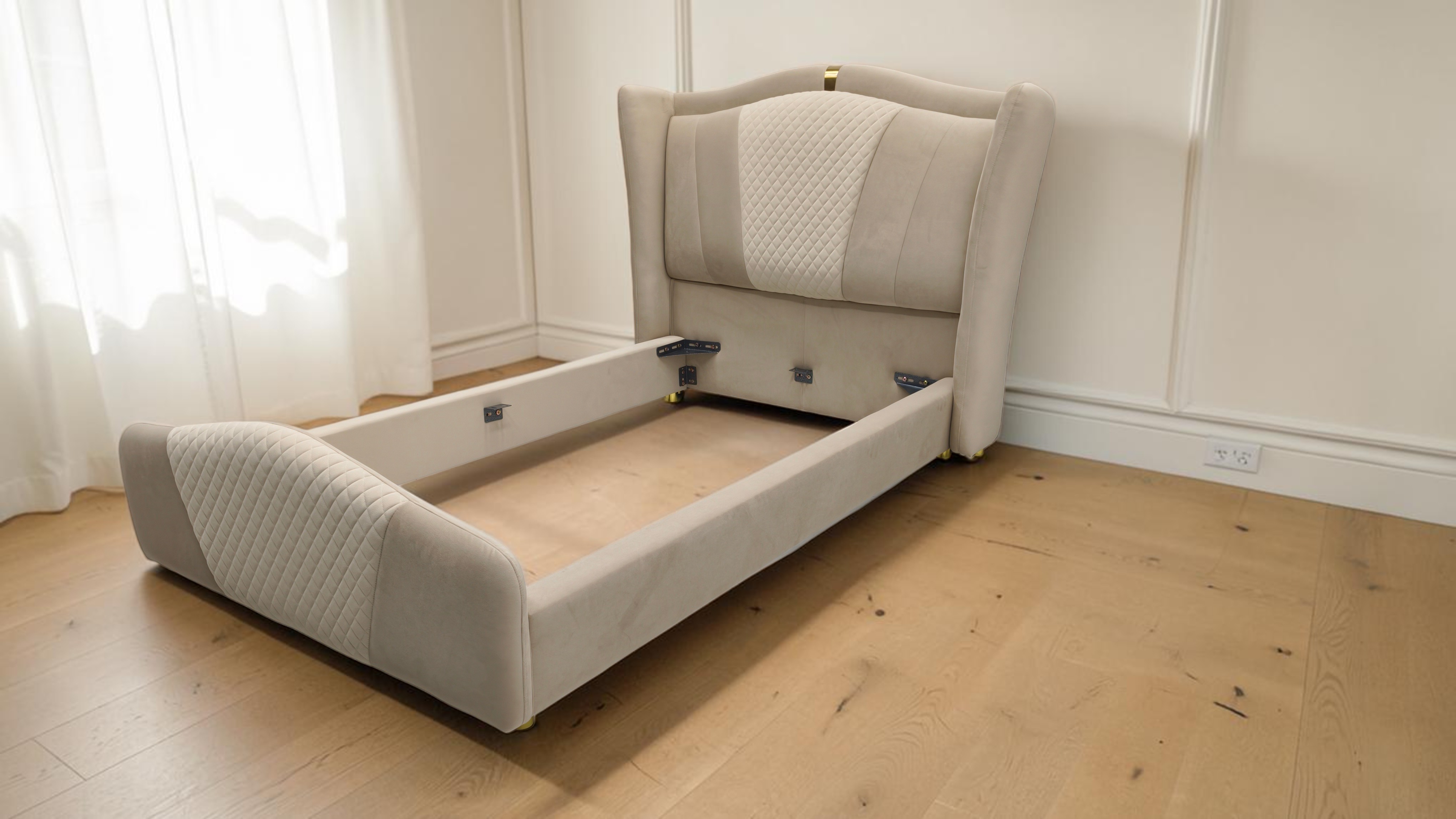 Nordic Luxury Tufted Leather Bed / My Aashis