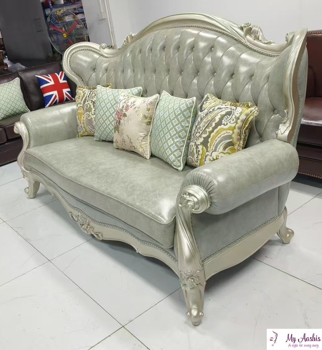 Luxurious European Style Handcrafted Leather Sofa Set / My Aashis