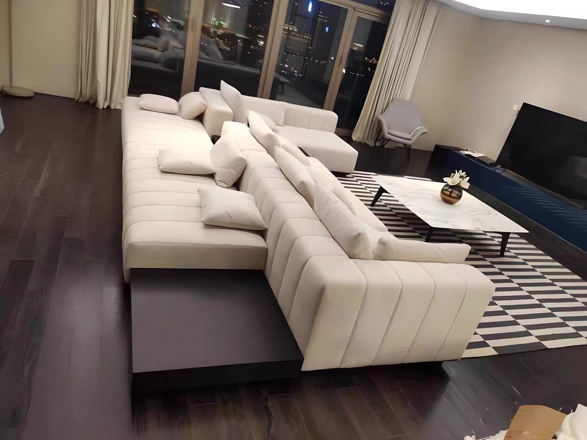 Sectional Double Sided Velvet Fabric Sofa / My Aashis