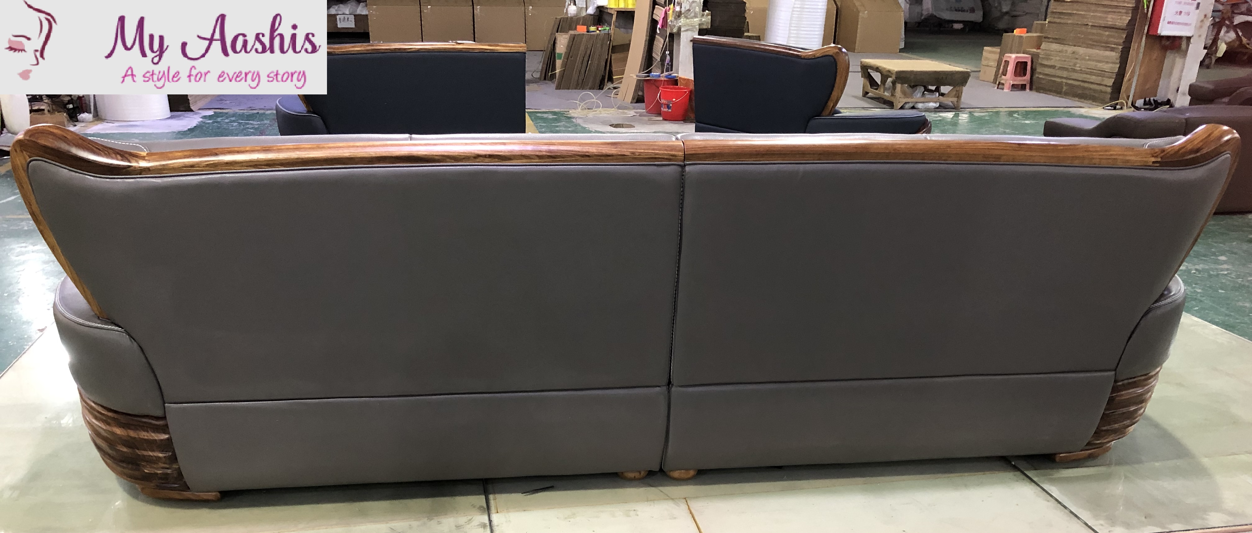 Single 4-Seater Genuine Leather Sofa / My Aashis