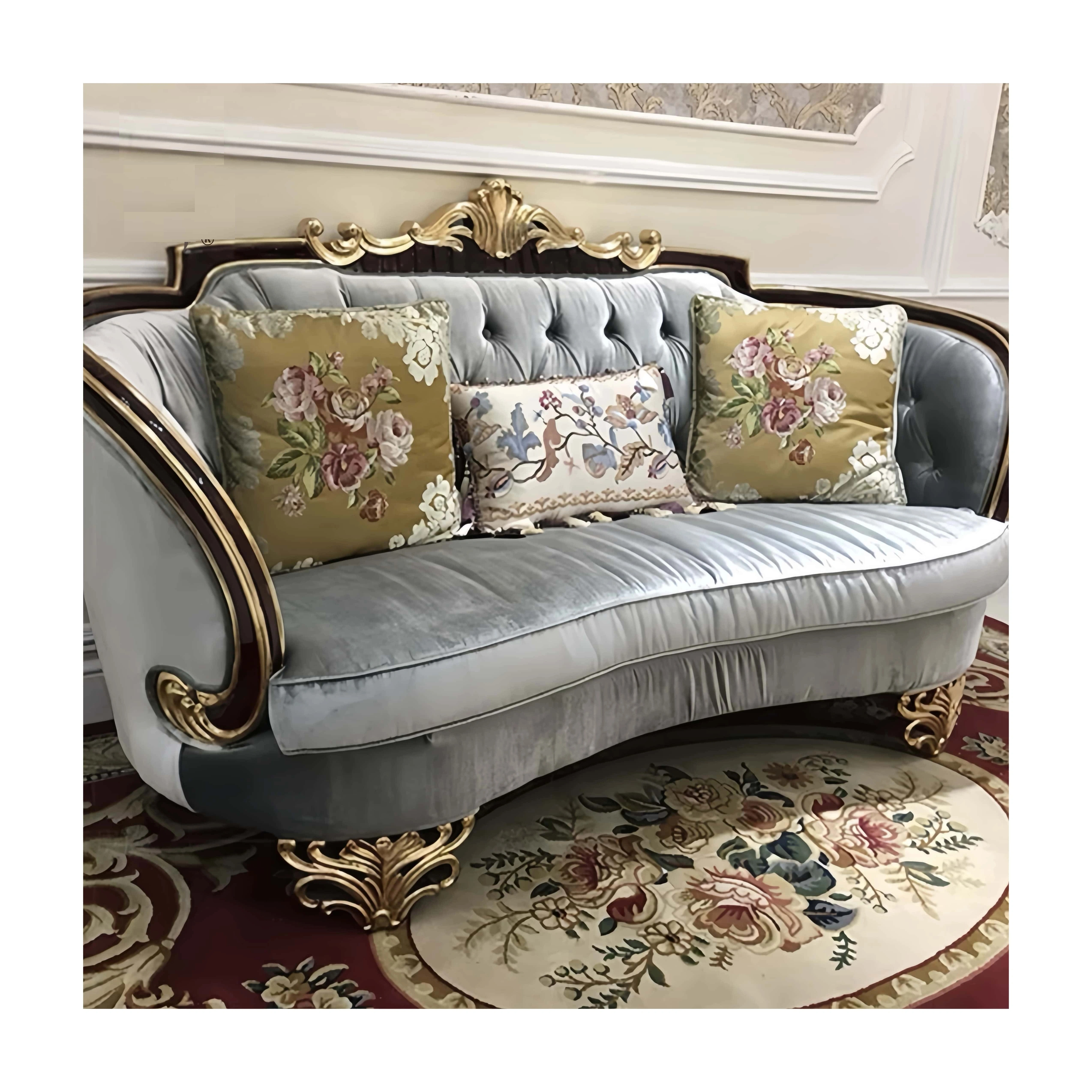 4-Piece European Velvet Fabric Couch Set / My Aashis