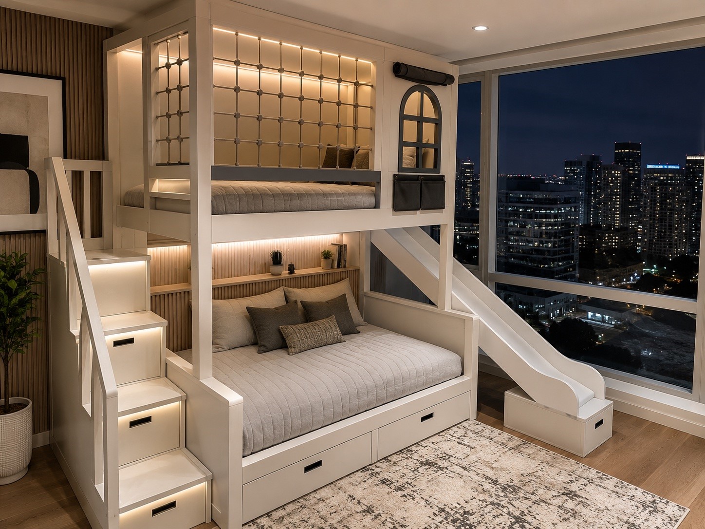 Solid Wooden Bunk Bed With Staircase And Slide / My Aashis