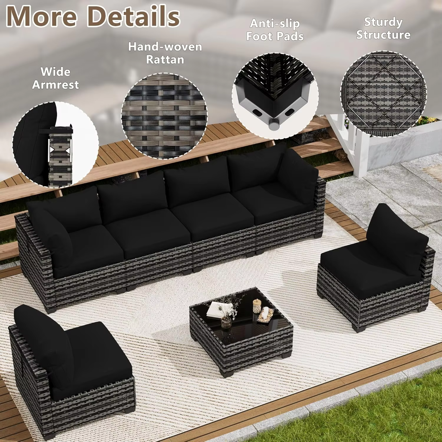 Modern Outdoor PE Rattan Sectional Sofa Set / My Aashis